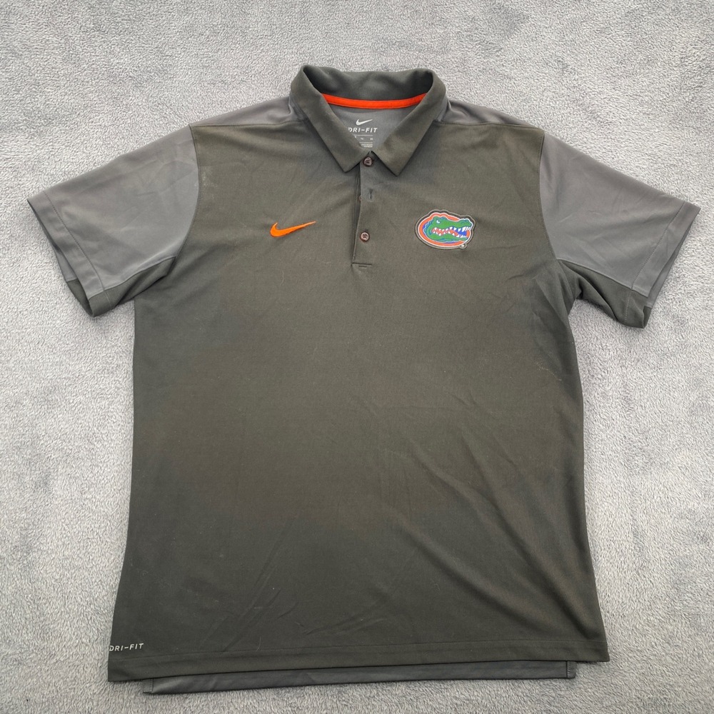 Nike Florida Gators Polo Mens XL Gray Dri-FIT Short Sleeve NCAA 34418X-FG5